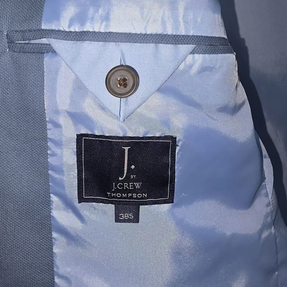 J.Crew Thompson Blazer Mens 38S Blue Cotton Stretch Two Button Sport Coat